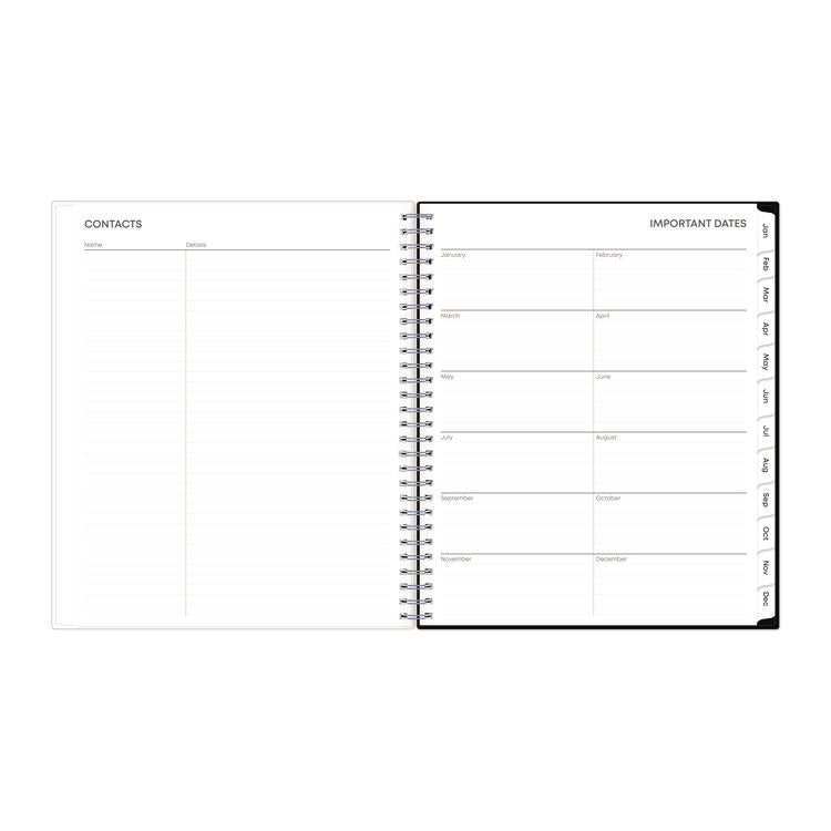 Analeis Monthly Planner, Floral Artwork, 10 x 8, White/Black/Coral Cover, 12-Month (Jan to Dec): 2025