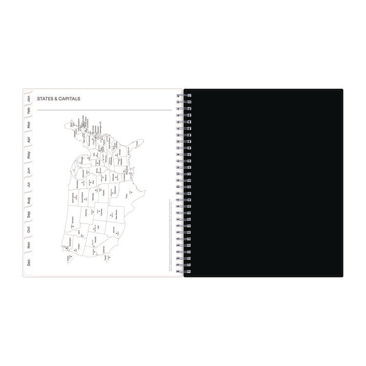 Analeis Monthly Planner, Floral Artwork, 10 x 8, White/Black/Coral Cover, 12-Month (Jan to Dec): 2025