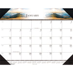 Recycled Full-Color Monthly Desk Pad Calendar, Nature Photography, 22 x 17, Black Binding/Corners,12-Month (Jan to Dec): 2025