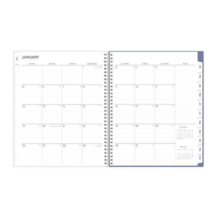 Lindley Weekly/Monthly Planner, Floral Artwork, 11 x 8.5, White/Blue/Green Cover, 12-Month (Jan to Dec): 2025