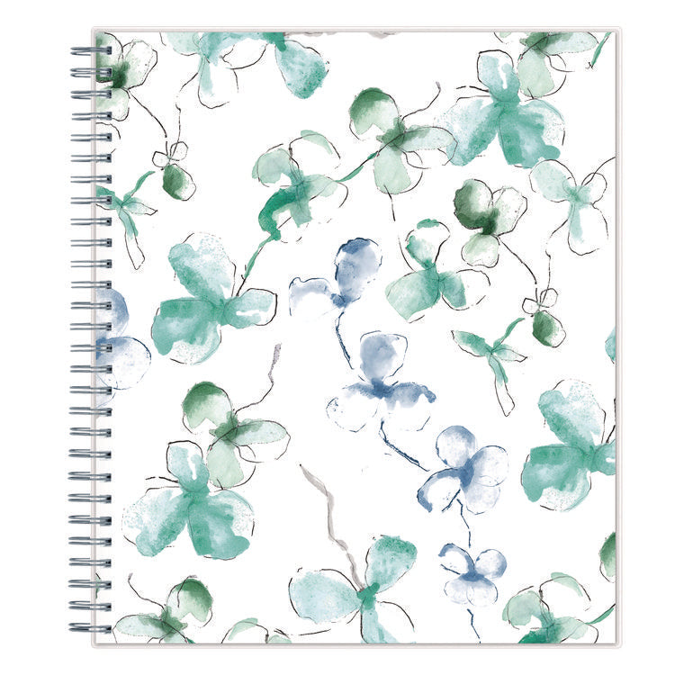 Lindley Monthly Planner, Floral Artwork, 10 x 8, White/Blue/Green Cover, 12-Month (Jan to Dec): 2025
