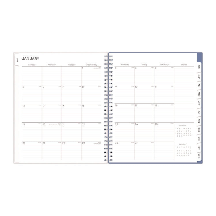 Lindley Monthly Planner, Floral Artwork, 10 x 8, White/Blue/Green Cover, 12-Month (Jan to Dec): 2025