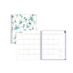 Lindley Monthly Planner, Floral Artwork, 10 x 8, White/Blue/Green Cover, 12-Month (Jan to Dec): 2025