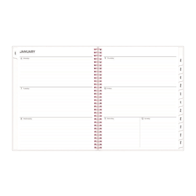 Joselyn Weekly/Monthly Planner, Floral Artwork, 11 x 8.5, Pink/Peach/Black Cover, 12-Month (Jan to Dec): 2025