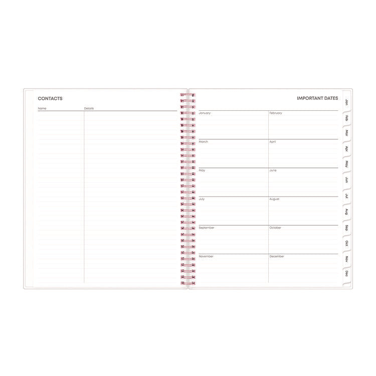 Joselyn Weekly/Monthly Planner, Floral Artwork, 11 x 8.5, Pink/Peach/Black Cover, 12-Month (Jan to Dec): 2025