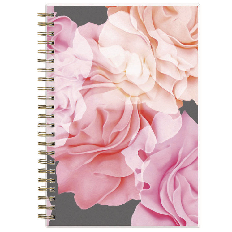 Joselyn Weekly/Monthly Planner, Floral Artwork, 8 x 5, Pink/Peach/Black Cover, 12-Month (Jan to Dec): 2025