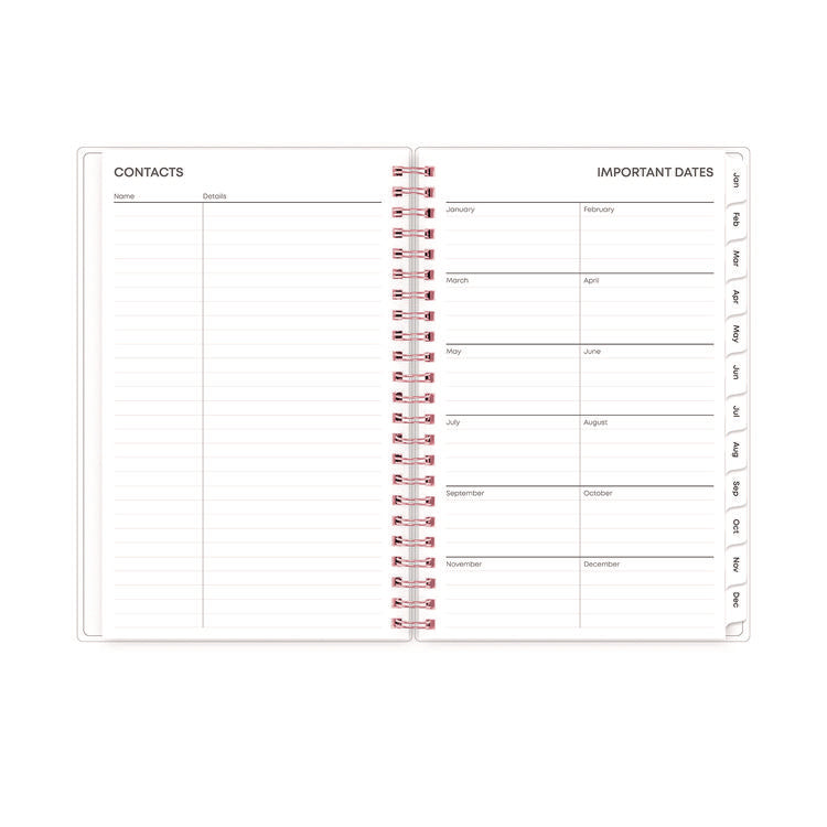 Joselyn Weekly/Monthly Planner, Floral Artwork, 8 x 5, Pink/Peach/Black Cover, 12-Month (Jan to Dec): 2025