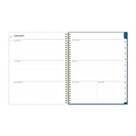 Bakah Blue Weekly/Monthly Planner, Floral Artwork, 11 x 8.5, Blue/White Cover, 12-Month (Jan to Dec): 2025