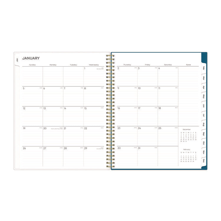 Bakah Blue Weekly/Monthly Planner, Floral Artwork, 11 x 8.5, Blue/White Cover, 12-Month (Jan to Dec): 2025