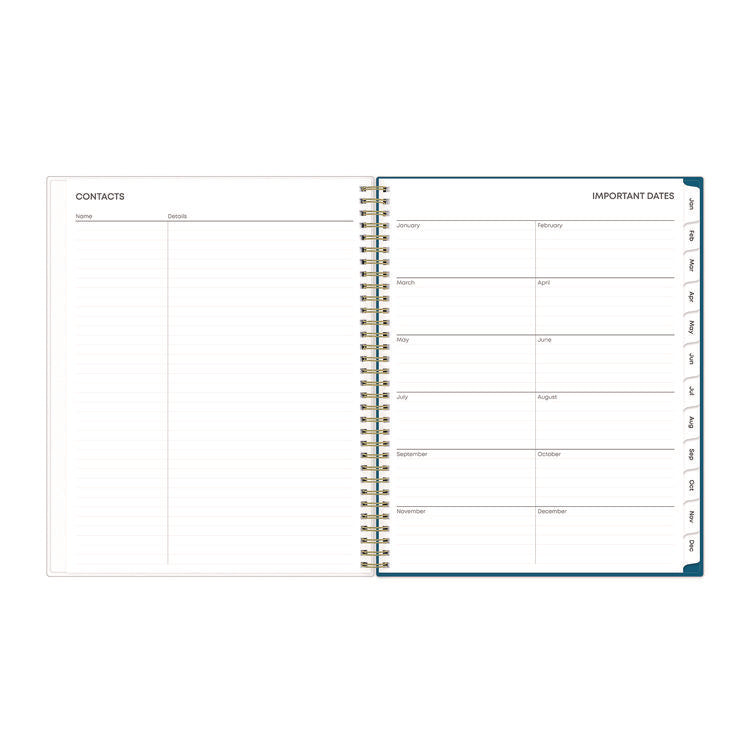 Bakah Blue Weekly/Monthly Planner, Floral Artwork, 11 x 8.5, Blue/White Cover, 12-Month (Jan to Dec): 2025