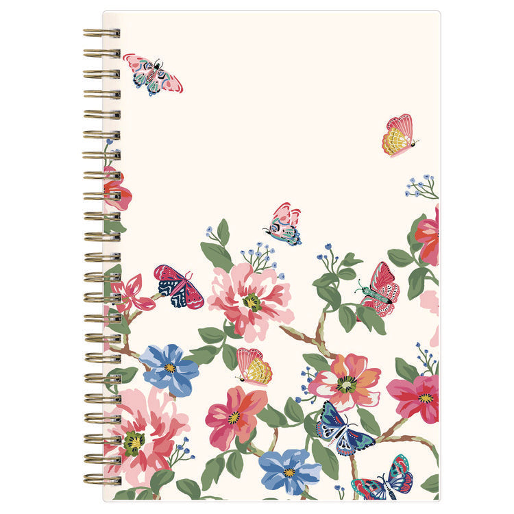 Fly By Frosted Weekly/Monthly Planner, Butterflies Artwork, 8 x 5, Blush/Pink Cover, 12-Month (Jan to Dec): 2025