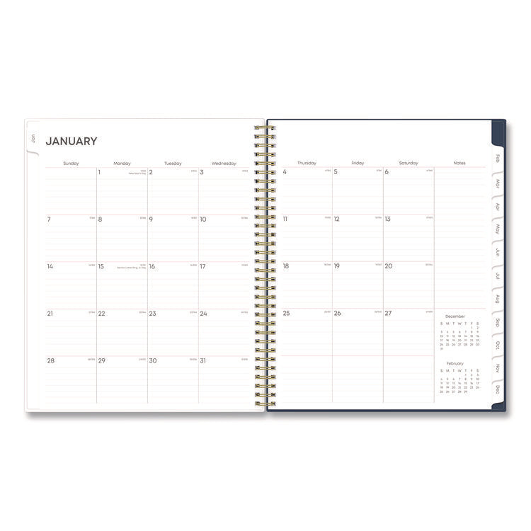 Ashlyn Weekly/Monthly Planner, Floral Artwork, 11 x 8.5, Navy/Multicolor Cover, 12-Month (Jan to Dec): 2025