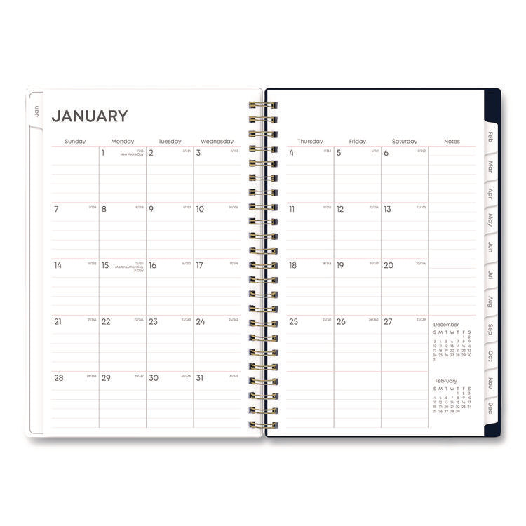 Ashlyn Weekly/Monthly Planner, Floral Artwork, 8 x 5, Navy/Multicolor Cover, 12-Month (Jan to Dec): 2025