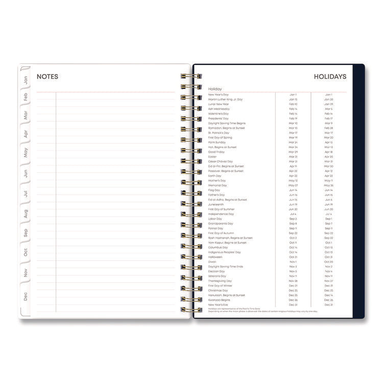 Ashlyn Weekly/Monthly Planner, Floral Artwork, 8 x 5, Navy/Multicolor Cover, 12-Month (Jan to Dec): 2025