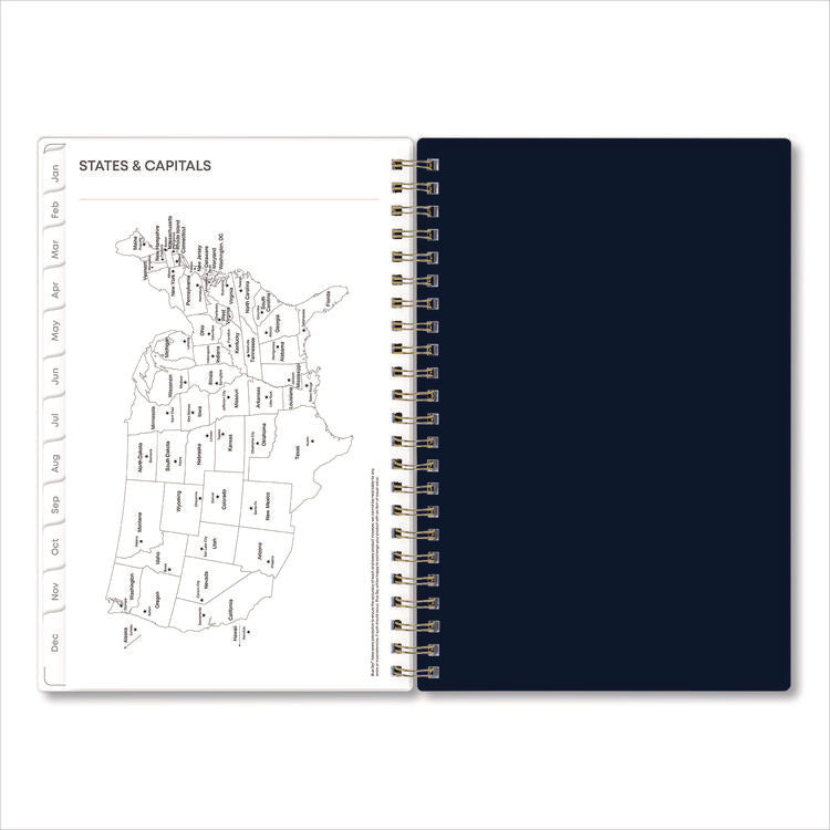 Ashlyn Weekly/Monthly Planner, Floral Artwork, 8 x 5, Navy/Multicolor Cover, 12-Month (Jan to Dec): 2025