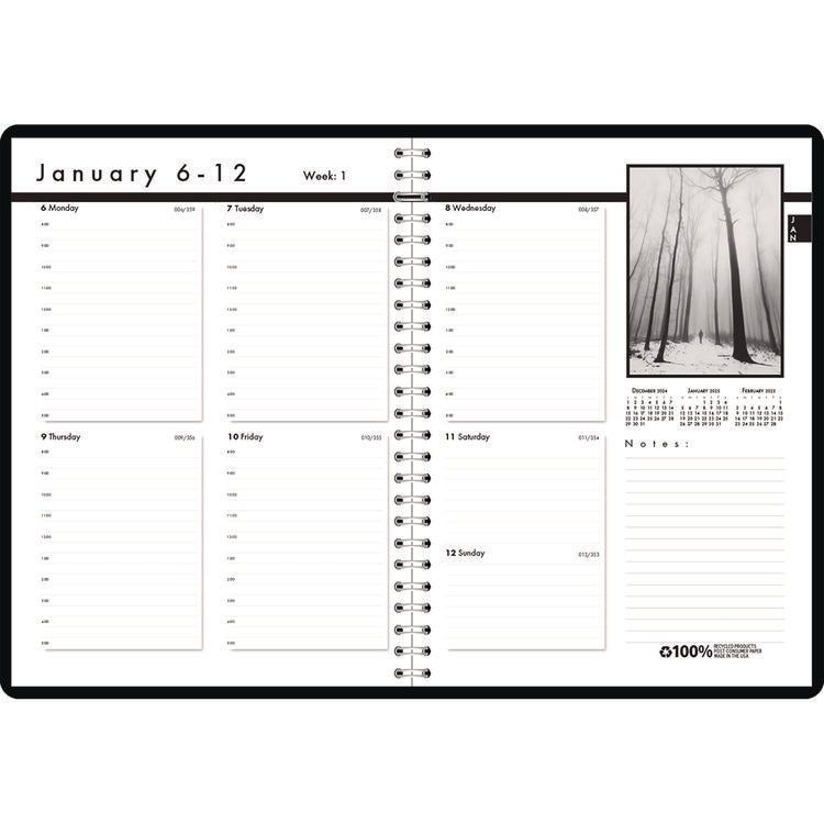 Black-on-White Photo Weekly Appointment Book, Landscape Photography, 11 x 8.5, Black Cover, 12-Month (Jan to Dec): 2025