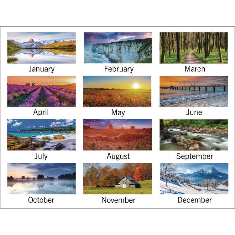 Landscape Monthly Wall Calendar, Landscapes Photography, 12 x 12, White/Multicolor Sheets, 12-Month (Jan to Dec): 2025