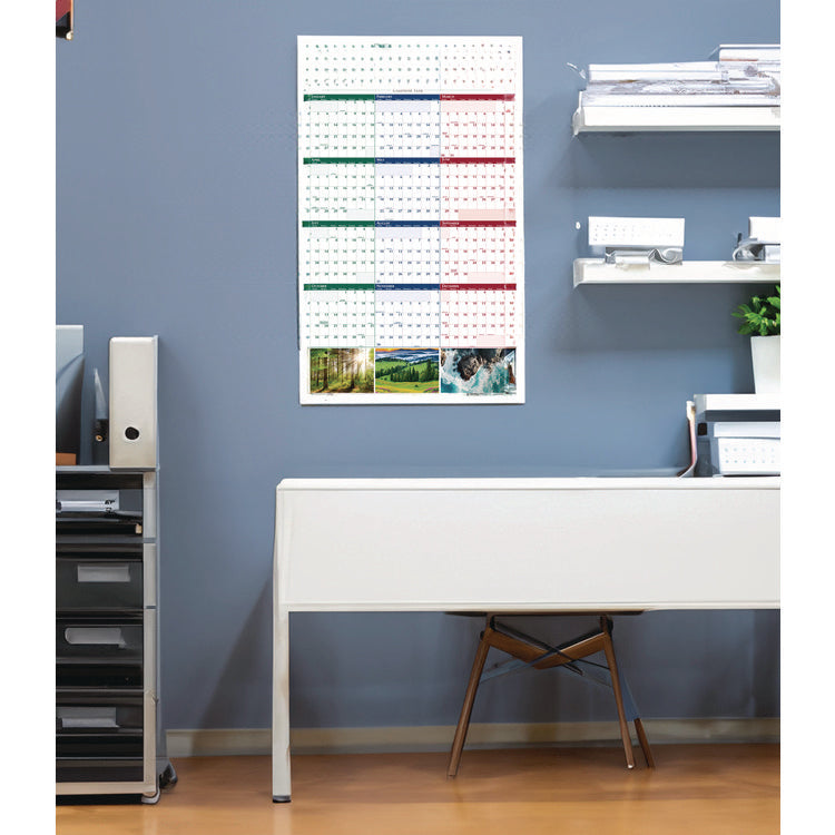 Earthscapes Recycled Reversible/Erasable Yearly Wall Calendar, Nature Photos, 24 x 37, White Sheets, 12-Month (Jan-Dec): 2025