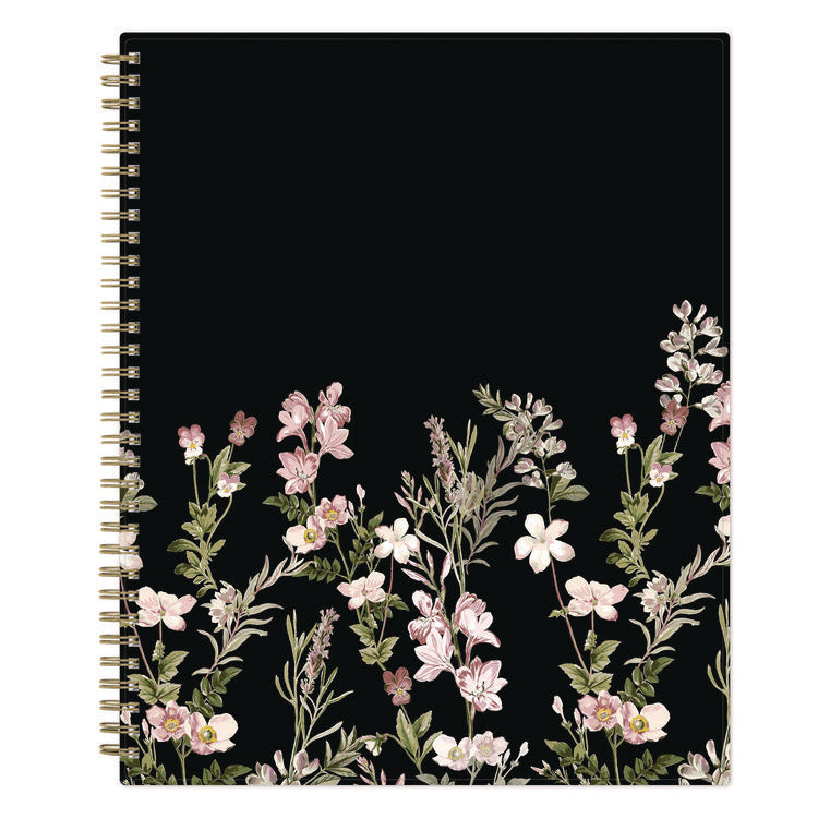Nevaeh Weekly/Monthly Planner, Floral Artwork, 11 x 8.5, Black/Multicolor Cover, 12-Month (Jan to Dec): 2025