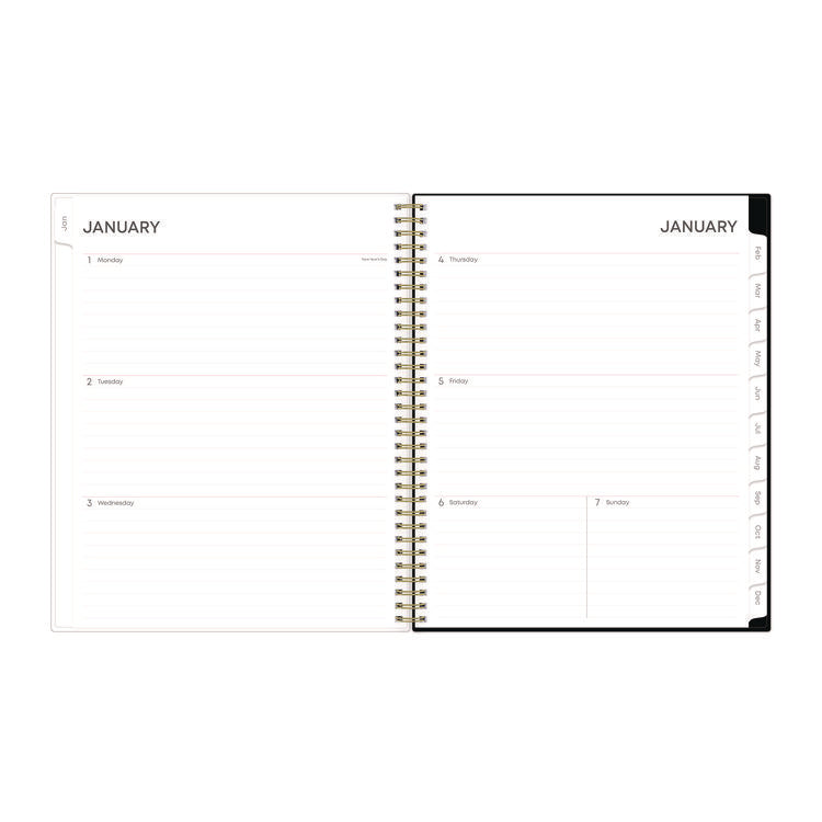 Nevaeh Weekly/Monthly Planner, Floral Artwork, 11 x 8.5, Black/Multicolor Cover, 12-Month (Jan to Dec): 2025