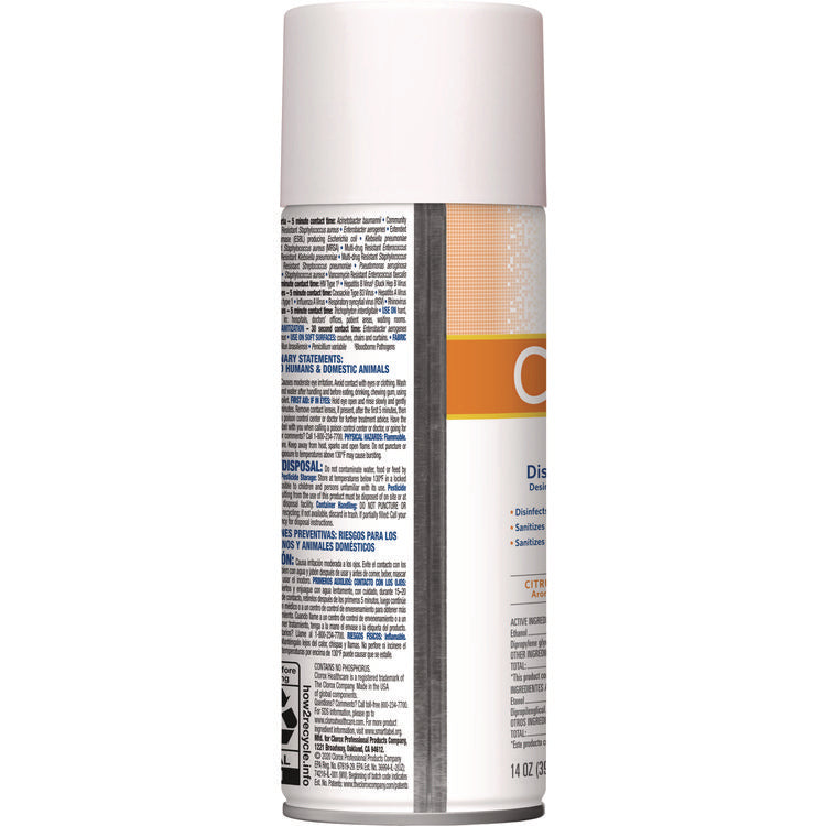 Citrace Hospital Disinfectant and Sanitizer, Citrus, 14 oz Aerosol Spray, 12/Carton