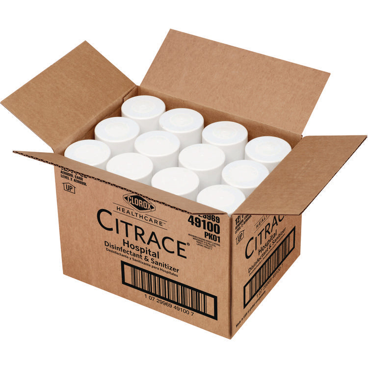 Citrace Hospital Disinfectant and Sanitizer, Citrus, 14 oz Aerosol Spray, 12/Carton