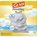 ForceFlex Kitchen Drawstring Trash Bags, 13 gal, Gain Fresh Clean Scent, 24 x 27.38, White, 80/Box