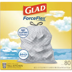 ForceFlex Kitchen Drawstring Trash Bags, 13 gal, Gain Fresh Clean Scent, 24 x 27.38, White, 80/Box