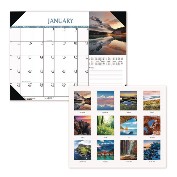 Earthscapes Scenic Desk Pad Calendar, Scenic Photos, 22 x 17, White Sheets, Black Binding/Corners,12-Month (Jan-Dec): 2025