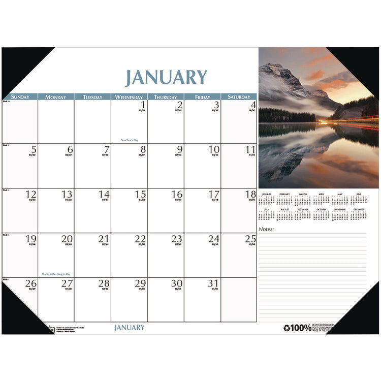 Earthscapes Scenic Desk Pad Calendar, Scenic Photos, 22 x 17, White Sheets, Black Binding/Corners,12-Month (Jan-Dec): 2025