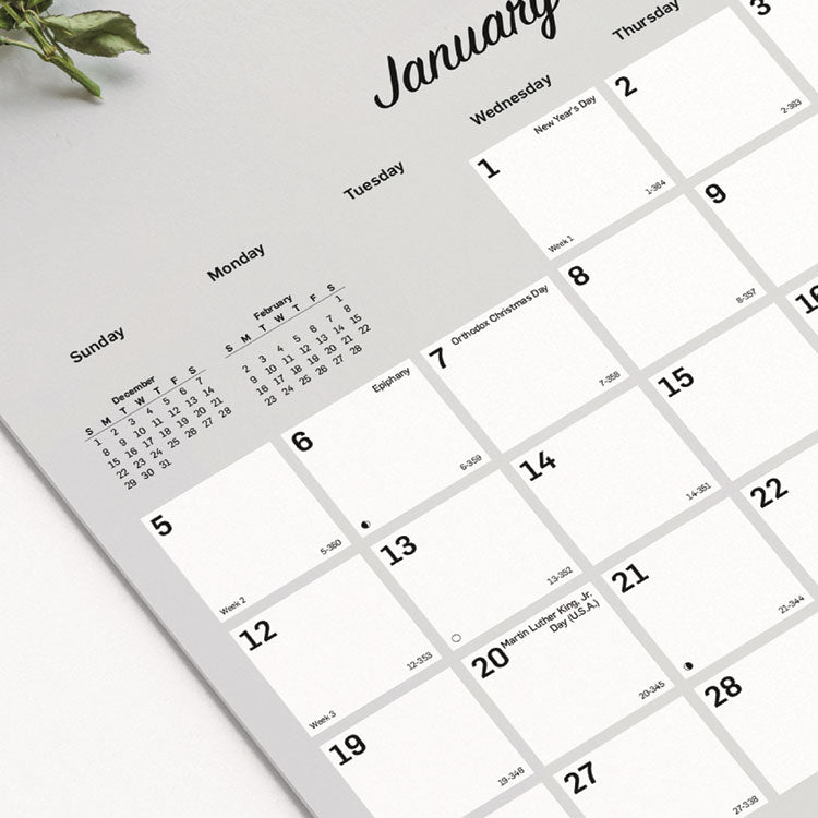 Romantic Wall Calendar, Floral Photography, 12 x 17, White/Multicolor Sheets, 12-Month (Jan to Dec): 2025