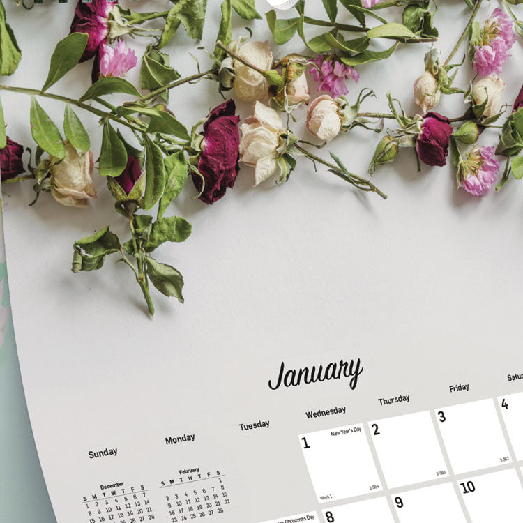 Romantic Wall Calendar, Floral Photography, 12 x 17, White/Multicolor Sheets, 12-Month (Jan to Dec): 2025