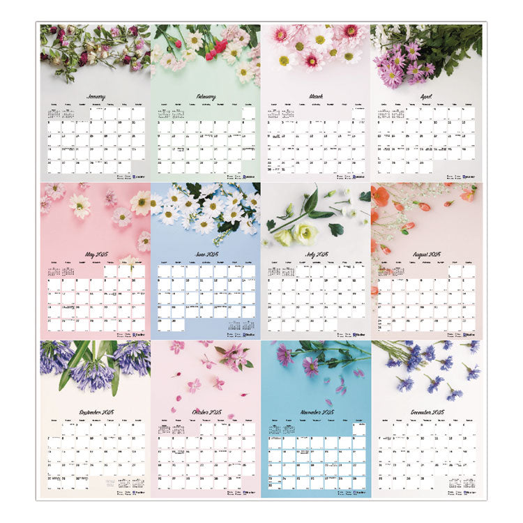 Romantic Wall Calendar, Floral Photography, 12 x 17, White/Multicolor Sheets, 12-Month (Jan to Dec): 2025