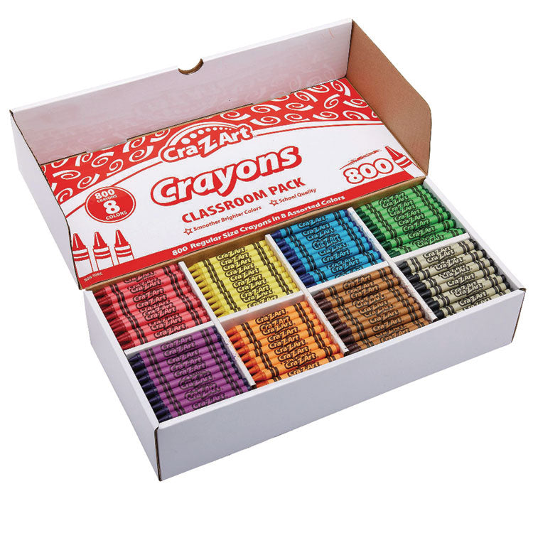 Crayons, 8 Assorted Colors, 800/pack