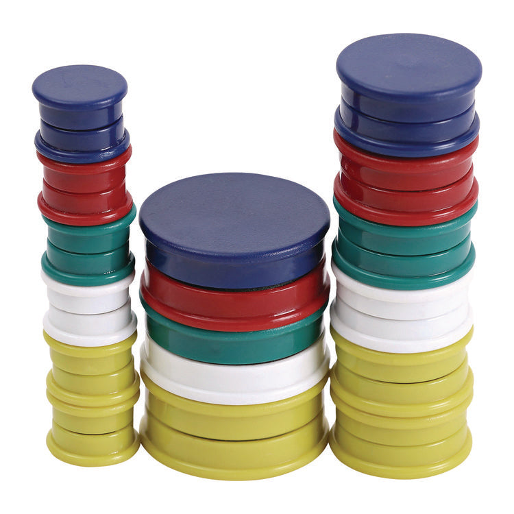 High-Intensity Assorted Magnets, Circles, Assorted Sizes: Small, Medium and Large, Assorted Colors, 30/Pack