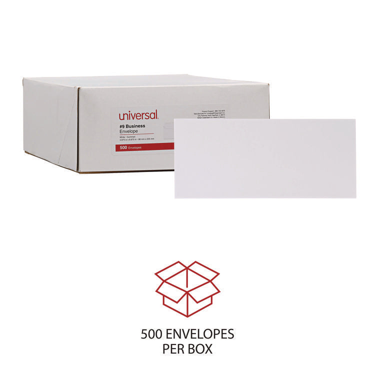 Open-Side Business Envelope, #9, Square Flap, Gummed Closure, 3.88 x 8.88, White, 500/Box