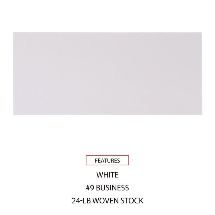 Open-Side Business Envelope, #9, Square Flap, Gummed Closure, 3.88 x 8.88, White, 500/Box