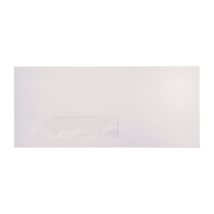 Open-Side Business Envelope, 1 Window, #10, Commercial Flap, Gummed Closure, 4.13 x 9.5, White, 500/Box