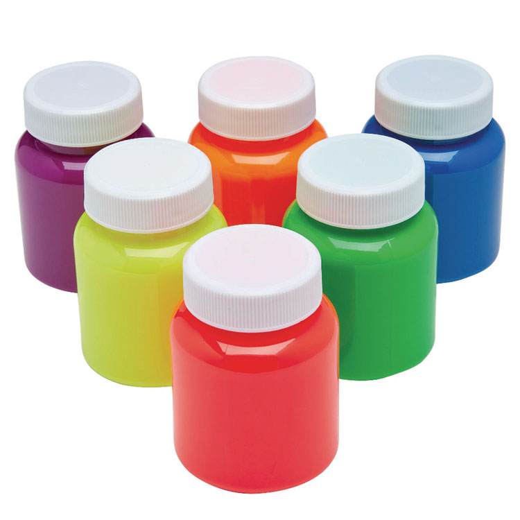 Neon Washable Kids' Paint, 6 Assorted Neon Colors, 2 Oz Bottle, 6/pack