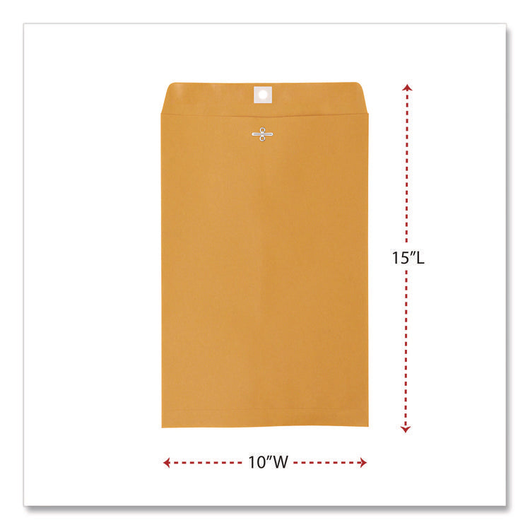 Kraft Clasp Envelope, #98, Square Flap, Clasp/gummed Closure, 10 X 15, Brown Kraft, 100/box