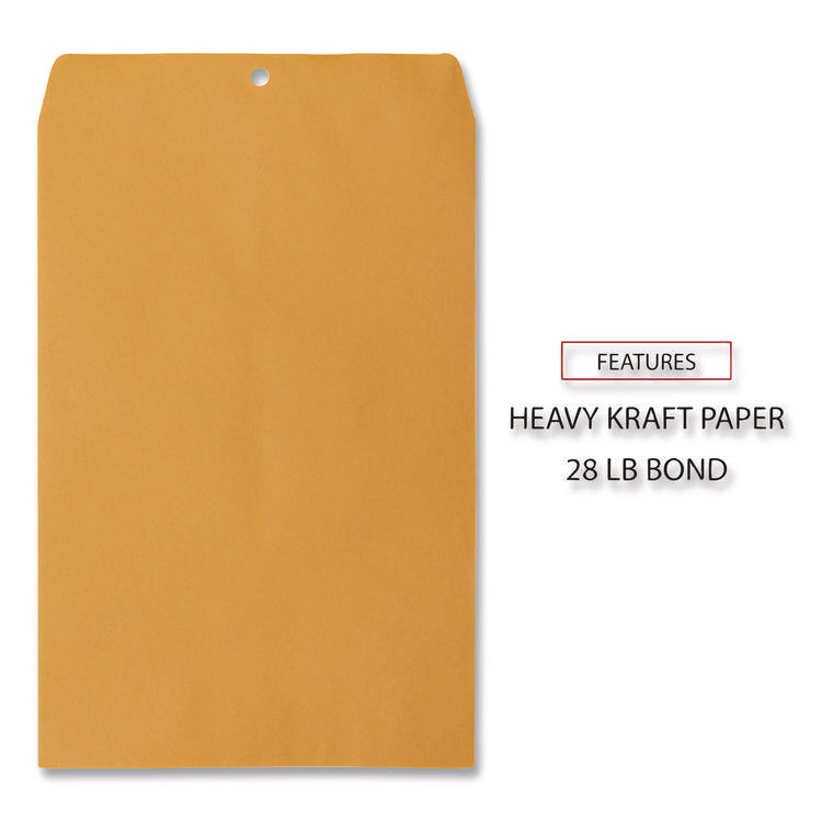 Kraft Clasp Envelope, #98, Square Flap, Clasp/gummed Closure, 10 X 15, Brown Kraft, 100/box