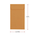 Kraft Coin Envelope, #5 1/2, Round Flap, Gummed Closure, 3.13 X 5.5, Light Brown Kraft, 500/box