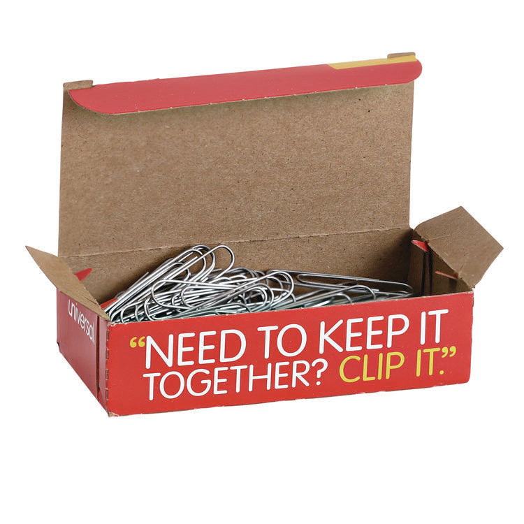 Paper Clips, Jumbo, Smooth, Silver, 100 Clips/Box, 10 Boxes/Pack