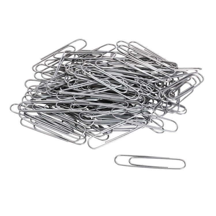 Paper Clips, Jumbo, Smooth, Silver, 100 Clips/Box, 10 Boxes/Pack