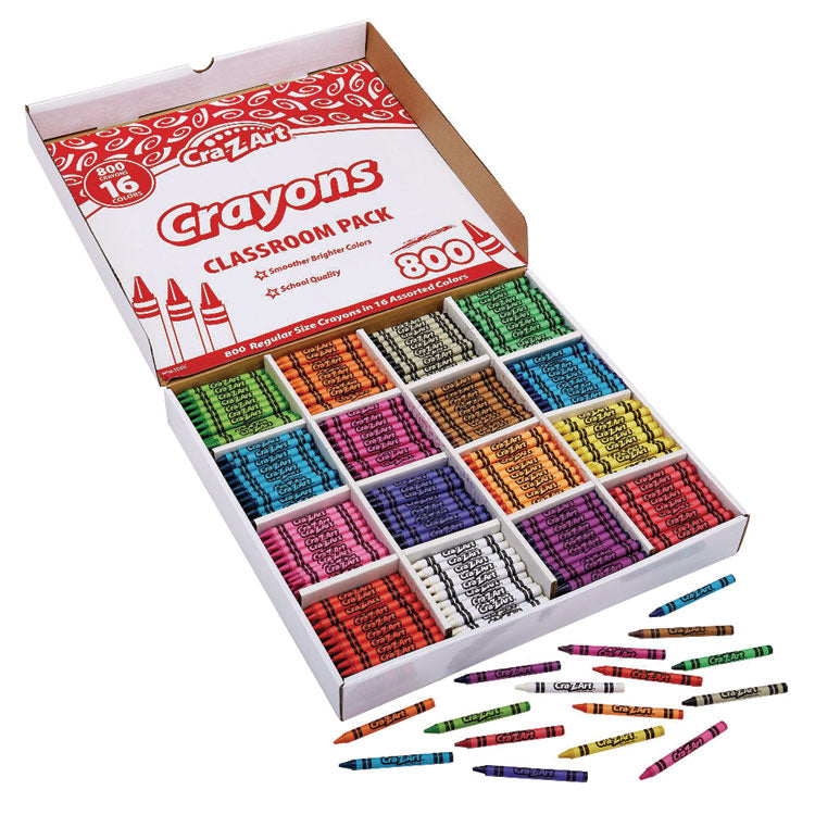 Crayons, 16 Assorted Colors, 800/pack