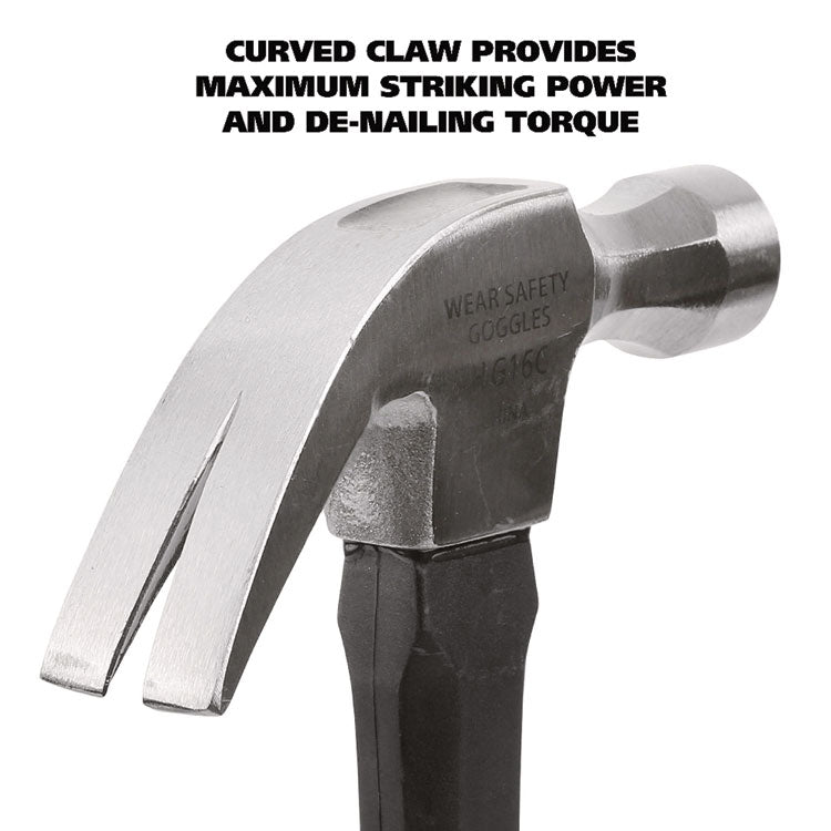 16 oz Claw Hammer with High-Visibility Orange Fiberglass Handle