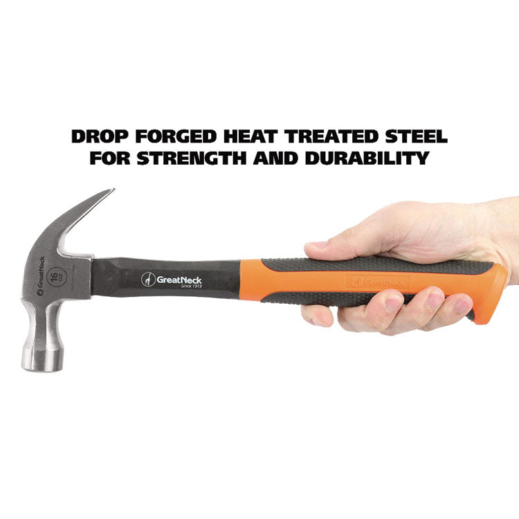 16 oz Claw Hammer with High-Visibility Orange Fiberglass Handle