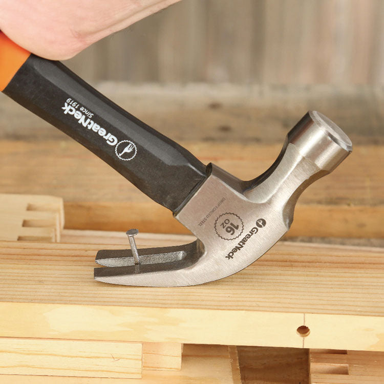 16 oz Claw Hammer with High-Visibility Orange Fiberglass Handle