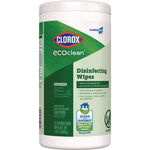 CloroxPro EcoClean Disinfecting Wipes, 1-Ply, 8 x 7, Unscented, White, 75 Count
