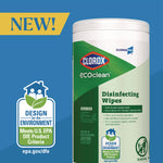 CloroxPro EcoClean Disinfecting Wipes, 1-Ply, 8 x 7, Unscented, White, 75 Count, 6/Carton
